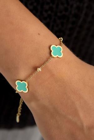 Armband drei Kleeblätter Grün Edelstahl h5 Bild2